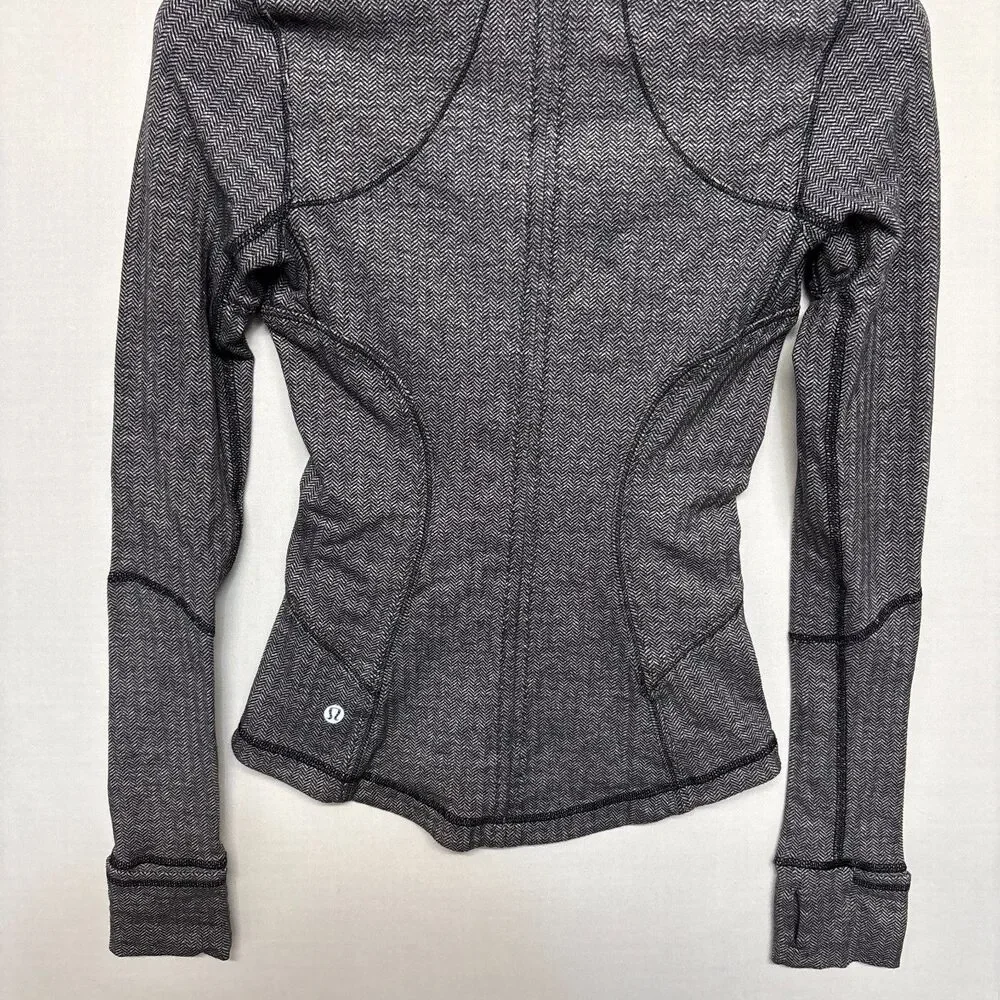 Lululemon Women Define Jacket Size 2 Herringbone Gray Full Zip C131 -8